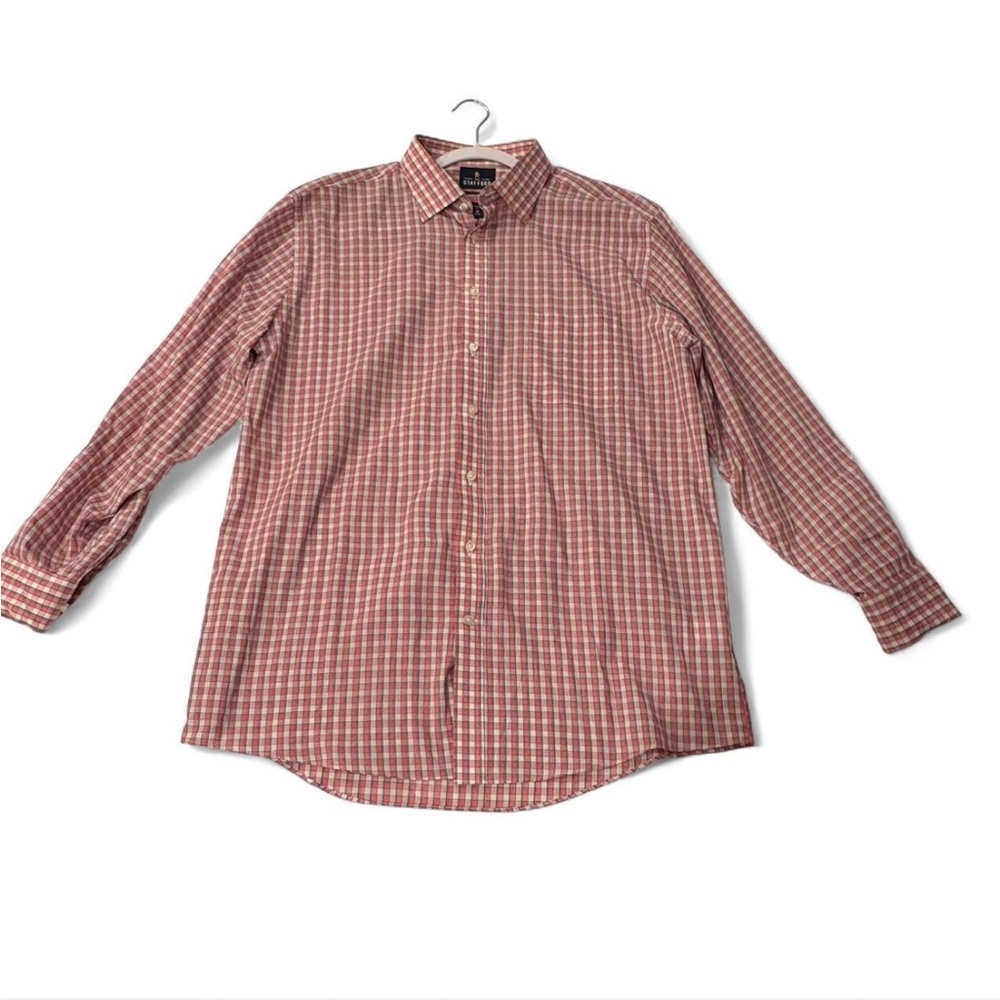 Stafford Men's Red Plaid Button-Up Shirt